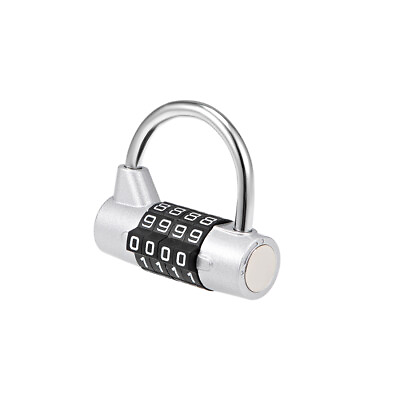 #ad 4 Digit Combination Padlock 2 inch Resettable Lock for Gate Locker Silver