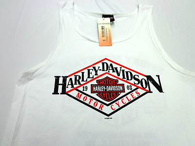 #ad Mens Harley Davidson Smoky Mountains Tank Top White Sleeveless Shirt Medium