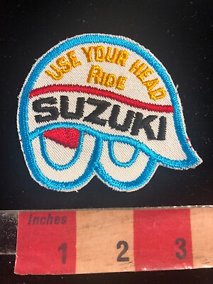 #ad NOS Embroidered Cloth Dirt Bike USE YOUR HEAD RIDE SUZUKI Motorcycle Patch 00SI