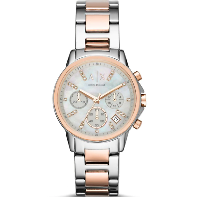 #ad Armani AX4331 Exchange Ladies Chronograph Bracelet Watch Silver