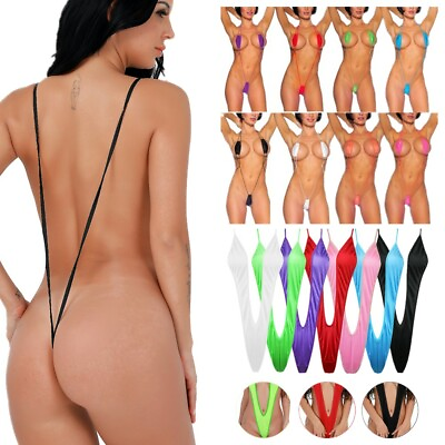 #ad #ad Women Swimwear Bikini Micro Bra Mini V string Thong Sling Shot G String Monokini