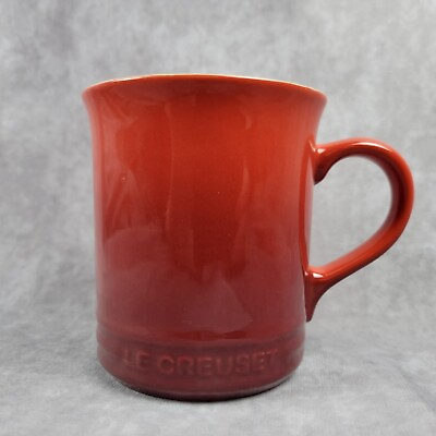 #ad Le Creuset Red Coffee Cup Mug Stoneware Red White Ombre Gradient Color Cup 14 oz