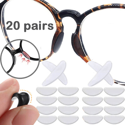 #ad For Eyeglasses Glasses Adhesive Anti slip Silicone Nose Pads Gasket Stick On 40X