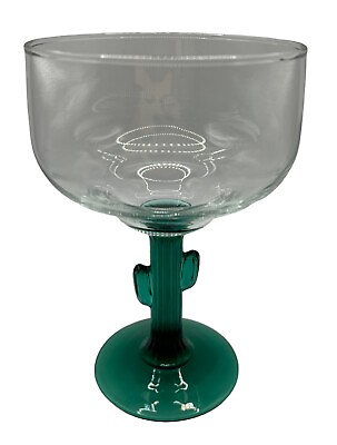 #ad Libbey Margarita Drinking Glasses Emerald Green Cactus Stem Cocktail 10oz 6.25quot;