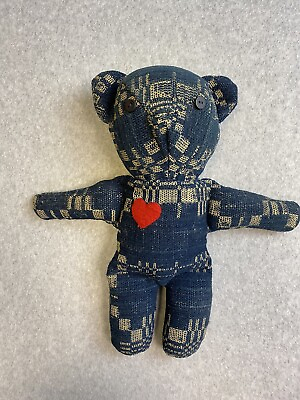 #ad Handmade Blue Teddy Bear Plush Stuffed Animal Toy Decorative Farmhouse Cottage