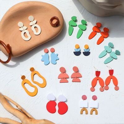 #ad Colorful Printing Dangle Earrings Geometric Irregular Shape Acrylic Big Earring