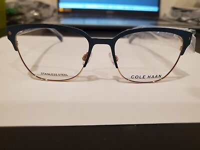 #ad New Genuine Cole Haan Gold Metal Teal Blue Glasses C5023 52 17 135 B38MM PERFECT