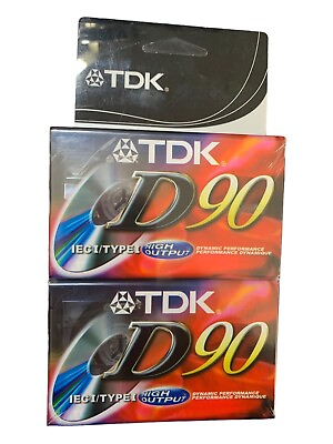 #ad TDK D90 NEW Audio Cassette Tapes High Output IECI Type I Recordable Pack of 2 $6.49