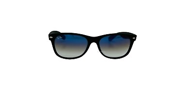 #ad Ray Ban New Wayfarer Black Matte 2132 622 3F Blue Gradient Sunglasses 55mm