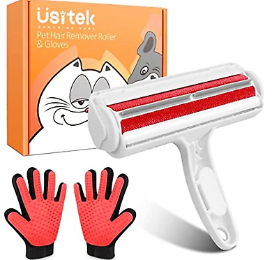#ad Usitek Grooming Care Pet Hair Remover Roller and Pet Grooming Gloves Deshedding