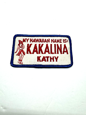 #ad Vintage Hawaiian Name Hawaii Patch Kathy Kakalina Hula Dancer Red Embroidery