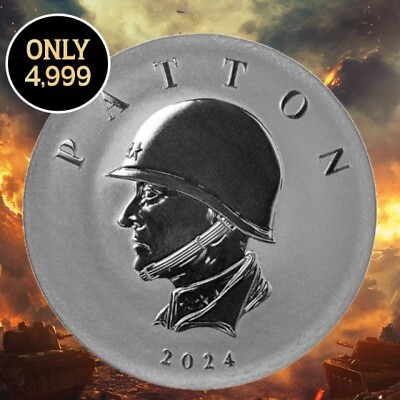 #ad 2024 Patton Silver Coin 5 oz .9999 Silver Commander Series in capsule