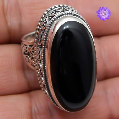 #ad Black Onyx Gemstone 925 Sterling Silver Handmade Ring Jewelry All Size