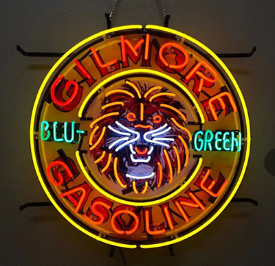 #ad Gilmore Gasoline Blu Green Gas Oil 24quot;x24quot; Neon Sign Light Lamp With HD Vivid