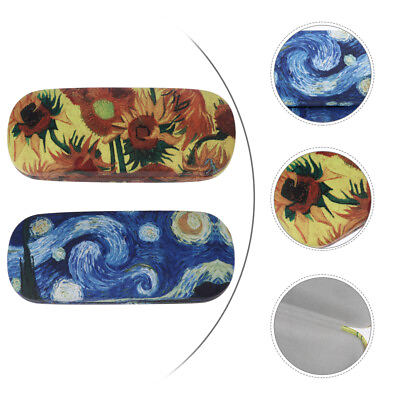 #ad 2 Pcs Hard Glasses Case Spectacle Cases Oil Painting Eye Box Sun Reading