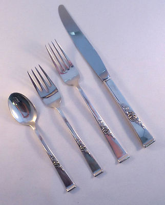 #ad CLASSIC ROSE REED amp; BARTON 4 PIECE STERLING LUNCH PLACE SETTING S *MODERN BLADE*
