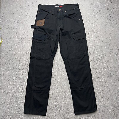 #ad Wrangler Riggs Workwear Pants Mens 32x32 Black Cargo Carpenter Outdoor Utility