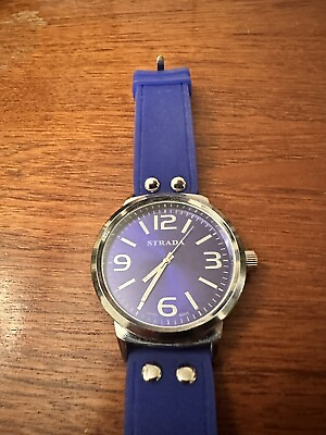 #ad Super Stylish Strada Japanese Watch Cobalt Blue Silicone Band Oversized Face
