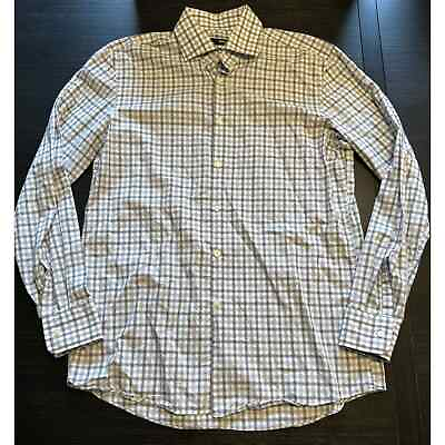 #ad Hugo Boss Sharp Fit Button Up Shirt Size 16 34 35 Gray Plaid
