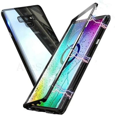 #ad for Samsung Galaxy Note 9 N960U Magnetic Metal Clear Tempered Glass Case Cover