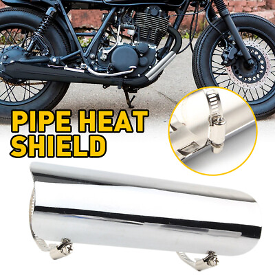 #ad Universal Motorcycle Chrome Muffler Exhaust Pipe Heat Shield Cover Protector