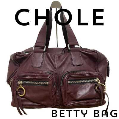 #ad Chloe Handbag Boston Bag Betty Leather Brown women#x27;s USED FROM JAPAN