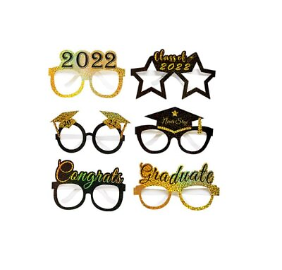 #ad 12Pcs Glitter Class of 2022 Graduation Grad Party Eyeglasses Photo Props for ...