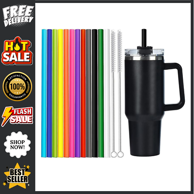 #ad 12 Pack Color Replacement Straws for Stanley 40 Oz 30 Oz Tumbler 12 in Long Reu