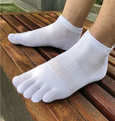 #ad 6 Pack Men Ankle Socks Five Finger Toe Cotton Sport Breathe Mesh Classic 7 11