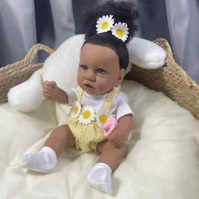 #ad 12quot; Mini Reborn Doll Saskia Dark Skin Girl African American Full Vinyl Baby Gift