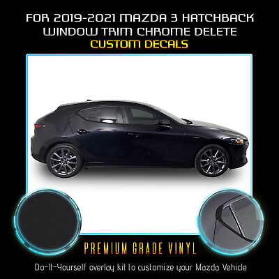 #ad For 19 21 Mazda 3 Hatchback Window Trim Chrome Delete Blackout Matte Black Vinyl