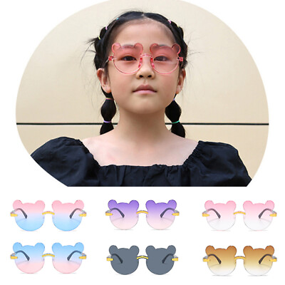 #ad Kids Sun Sunglasses Bear Shape Children Glasses Girls Cartoon Eyes Glasses Shade
