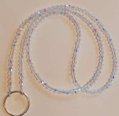 #ad CLEAR AB CRYSTAL 27quot; Eyeglass Necklace Chain Loop Beaded Reading Glasses Holder