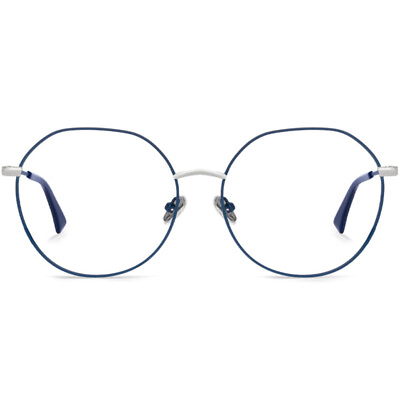 #ad Round Glasses Oversized Metal Frame for Big Face Men Large Head Eyeglasses Blue