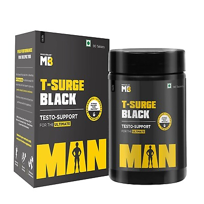 #ad MuscleBlaze T Surge Black Testosterone Booster for Men with 12 Ayurvedic Herbs