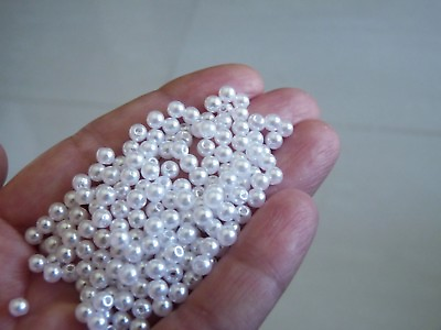 #ad 200pcs Acrylic Pearl Beads for Jewelry 4mm Round White Plastic Beading Supplies