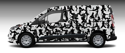 #ad 60 quot; X 10 FT GIRL WHITE AND BLACK CAMOUFLAGE VINYL WRAP CARS VANS WALLS BOATS