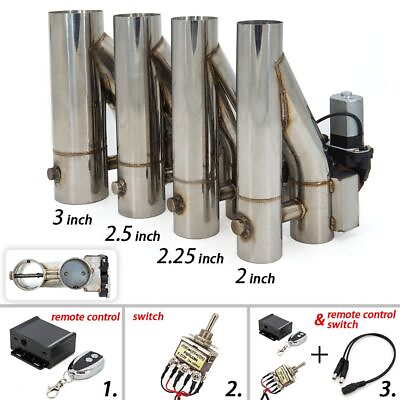 #ad Metal Electric Exhaust Cutout Stainless Steel Dual Valve Controller Pipe Kit