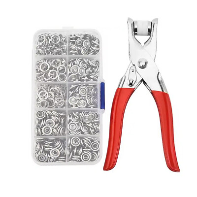 #ad 100 Set Metal Snaps Buttons Fastener Pliers Tool Kit Five Claw Buckle Set Sewing