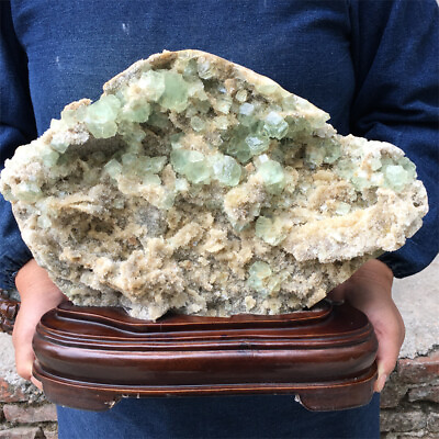 #ad 20.05LB Natural green fluorite Quartz carved Crystal Mineral Specimen Healing