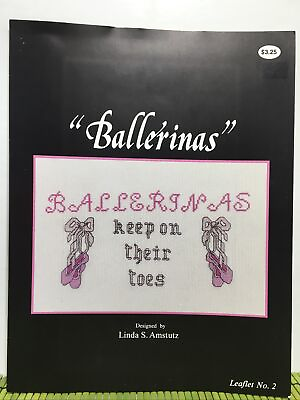 #ad Vintage Step 2 Cross Stitch Pattern Ballerinas Keep On Their Toes Linda Amstutz