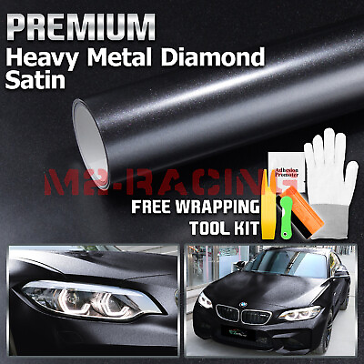 #ad Heavy Metal Diamond Satin Midnight Black Car Vinyl Wrap Decal Sticker Sheet Film $11.00