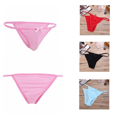 #ad Men Bowknot Bikini Briefs Underwear Lingerie Tong Panties Sissy Soft Underpants $4.16