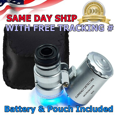 #ad 60X Magnifying Loupe Jewelry Jewelers Pocket Magnifier Loop Eye Glass Led Light