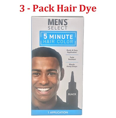 #ad 3 Pack Mens Select Hair Color Dye Black or Dark Brown 5 Minute Gel Men Coloring