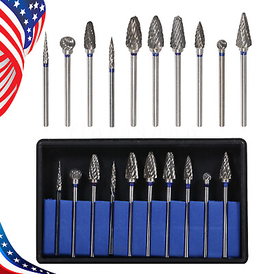 #ad 10PC Box Tungsten Steel Dental Burs Lab Burrs Tooth Drill Fit handpiece Polisher