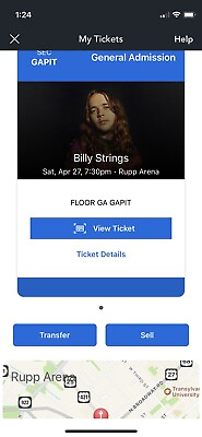 #ad 1 GA pit Ticket Billy Strings 4 26 24 Rupp arena Lexington Kentucky