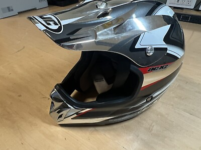 #ad HJC Full Face Motocross Helmet Black amp; Chrome LG XL DOT BK MC