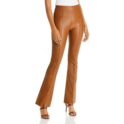 #ad Remain Womens Brown Leather High Waist Pleated Flared Pants 36 BHFO 8116