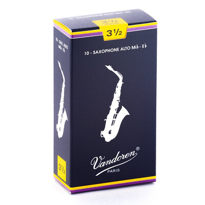 #ad Vandoren 10 PACK Traditional Alto Saxophone Reeds # 3.5 Strength 3 1 2 SR2135